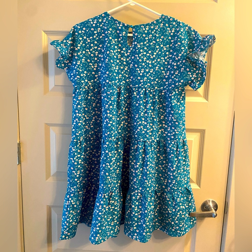 Size Small - Teal flowy short floral dress.